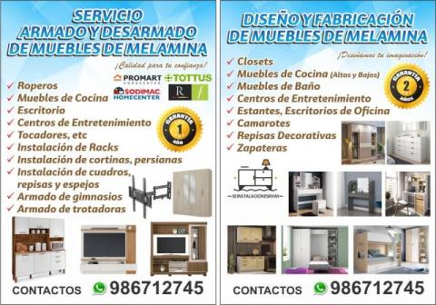 Armado de muebles de melamina de Ripley Saga Sodimac Tottus Promart etc.