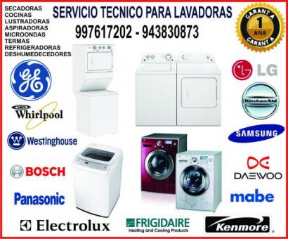 SERVICIO TECNICO PARA LAVADORAS, SECADORAS/FRIGIDAIRE, WHIRPOOL, GENERAL, LG, OTROS